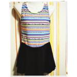 ชุดว่ายน้ำวันพีช แบบมีกระโปรง ปิดต้นขา size xl สีรุ้ง ลายขวาง น่ารักสุด ๆ เหมาะกับ ใส่เที่ยวทะเล มากค่ะ sw009