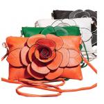 กระเป๋าสะพายข้างผู้หญิง ขนาดเล็ก ติดดอกไม้ใหญ่ สำหรับ ใส่เครื่องสำอางค์ ของจุกจิก โทรศัพท์ กล้อง กระเป๋าสตางค์ สีขาว ดำ เขียว 599161