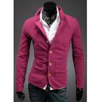 เสื้อสูท ผู้ชาย เสื้อ Jacket นอก แขนยาว ผ้า Cotton กระดุมหน้า สีชมพู กุหลาบ อมแดง มีกระเป๋า หน้า หลายจุด เสื้อคลุม คอปก ดีไซน์ เก๋ 278521_3