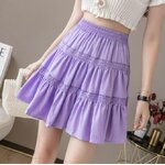 กระโปรงแฟชั่น ทรง A แบบระบาย กระโปรงสั้น ใส่เที่ยว สีม่วง สีดำ แบบน่ารัก ๆ เอวยางยืด 263154