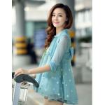 เสื้อคลุม เสื้อ Jacket ผู้หญิง ผ้าซีทรู กระโปรง ลายจุด สีฟ้าน้ำทะเล เสื้อแจ็คเก็ต ตัวยาว สามารถใส่ คลุม เป็น ชุดเดรส สไตล์ สาวหวาน 463462