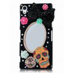 เคส SONY Xperia Z2 D6503 D6502 เคส 3 D แบบ เว่อร์ ๆ ติดกระจก ติดโบว์ ติดคริสตัล หัวกะโหลก สีส้ม สไตล์ edhardy แบบ ร๊อค ๆ 101572