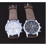 นาฬิกาข้อมือผู้ชาย สายหนังแท้ แนว Sport แบบแมน ๆ มี 2 สี หน้าปัดดำ และ หน้าปัดขาว นาฬิกาสายหนัง ลดราคา no 90366