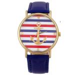 นาฬิกาข้อมือ ผู้หญิง สายหนังแท้ นาฬิกาข้อมือแฟชั่น หน้าปัด ลาย สมอเรือ สำหรับใส่เที่ยว ทะเล ใส่กับชุดเดรส เก๋ ๆ สีดำ ขาว แดง น้ำเงิน 734841