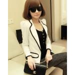 เสื้อคลุม เสื้อนอก เสื้อแจ็คเก็ต ผู้หญิง แบบเข้ารูป เสื้อแขนยาว คอปก สีขาว ตัดสีดำ ใส่ออกงาน เสื้อคลุมผู้หญิง ใส่เที่ยว ใส่ทำงาน 694356_1