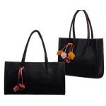 กระเป๋าถือผู้หญิง หนัง pu ดูแล ทำความสะอาดง่าย สไตล์ วินเทจ สีดำ ดูแลง่าย คลาสสิค ติดดอกไม้สวย ๆ ดีไซน์ แนวตั้ง และ แนวนอน ใส่ของได้เยอะ 882629_2