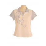 เสื้อเชิ้ต เสื้อคอปก ผู้หญิง เสื้อแขนสั้น สีขาว Size L เพ้นท์ลายดอกไม้ สีฟ้าอ่อน ใส่เล่นกีฬา ใส่วิ่ง ใส่ออกกำลังกาย sa146