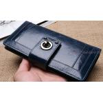 กระเป๋าสตางค์ผู้หญิง ใบยาว กระเป๋าสตางค์หนังวัวแท้ ลง oil wax ยิ่งใช้ ยิ่งสวย รุ่น ที่ปิดแบบ หมุน ใส่บัตรได้เยอะ สีดำ สีน้ำเงิน สีน้ำตาล 751311