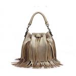 กระเป๋าถือผู้หญิง กระเป๋าสะพาย ทรงถุง ดีไซน์ ห้อยพู่ สายหนัง เก๋ ๆ แบบวินเทจ สีเงิน สีทอง สีดำ กระเป๋าผู้หญิง ใส่กระเป๋าสตางค์ โทรศัพท์มือถือ 58995