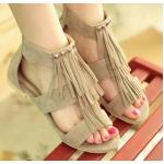 รองเท้าแฟชั่นส้นแบน รองเท้าแบบเปิดหน้าเท้า ดีไซน์ หนังกลับ ทำเป็นริ้ว ประดับคริสตัล ออกวินเทจ รองเท้าใส่เที่ยว สไตล์เกาหลี สีเบจ 4048976_2