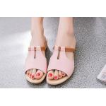 รองเท้าแฟชั่น ผู้หญิง รองเท้าแตะ ส้นเตี้ย มีส้นเล็กน้อย สีชมพูอ่อน แบบวัยรุ่น รองเท้าใส่เที่ยว ใส่ไปงาน ปิดหน้าเท้าเล็กน้อย มีดีไซน์ 497988_2