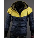 เสื้อ แจ็คเก็ต ผู้ชาย แบบ มีฮู้ด Jacket แบบ เท่ ๆ สีเหลือง สลับ กรมท่า ใส่กันลม กันแดด ผ้า Poly ผสม กันน้ำ ดีไซน์ 2 สี เสื้อนอก แบบซิปหน้า 824051_3