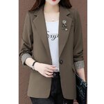 เสื้อ jacket สูท เสื้อสูท ผู้หญิง แบบคลุมสะโพก เสื้อสูท ตัวใหญ่ แขนยาว ดีไซน์ แขนพับ ลายสก๊อต แบบเก๋ ๆ 168285