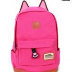 กระเป๋าสะพายหลัง กระเป๋าเป้ ผ้า canvas หรือ ผ้ายีนส์ กระเป๋าใส่หนังสือ ไปเรียนได้ แฟชั่น ญี่ปุ่น หูแมว น่ารักสุด ๆ สีชมพูสด no 4833060_4