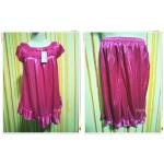 ชุดนอน ผ้าซาติน ผ้านุ่มลื่น สีชมพูเข้ม S002