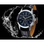 นาฬิกาข้อมือ ผู้ชาย สายหนังแท้ สายสีดำ ลายหนังจรเข้ หน้าปัด สีฟ้า Blue สีหายาก ของขวัญให้แฟน สุดหรู นาฬิกาสายหนัง หน้าปัดกลม 181477_1