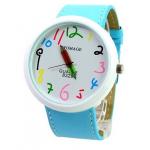 นาฬิกาข้อมือ ผู้หญิง ผู้ชาย ใส่ได้ สายหนัง ลายกราฟฟิค Paint รูปดินสอ ลายการ์ตูน ตัวเลขน่ารัก สีฟ้า ของขวัญสุดเก๋ no 824387_1