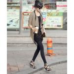 เสื้อคลุมผู้หญิง เสื้อคลุม แขนยาว ใส่ใน ออฟฟิต แบบสูท ดูดี มีสไตล์ เสื้อแจ็คเก็ต ผ้า cotton ใส่ทำงาน สีดำ สีเขียว สีกากี 959367