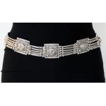 เข็มขัดเงิน สไตล์อินเดียแดง เข็มขัด แฟชั่น ใส่กับ กางเกง กระโปรง แนว แอนทีค เก๋ ๆ ลายสี่เหลี่ยม โซ่เงิน 208630