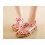 รองเท้าส้นแบน รองเท้าแฟชั่น ผู้หญิง รองเท้าหนัง แบบรัดส้น ดีไซน์เปิดหน้าเท้า สีชมพู ลายดอกไม้ หวาน ๆ รองเท้าแตะ แฟชั่น ดีไซน์ 625129