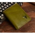 กระเป๋าสตางค์ผู้ชาย ใบสั้น กระเป๋าสตางค์หนังแท้ สีเขียว สำหรับผู้ชาย เกิดวันพุธ กระเป๋าสตางค์ สีมงคล หนังแท้ Oil wax ของขวัญให้แฟน สุดหรู 28821