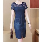 เดรส เข้ารูป เดรสยีนส์ แบบสวย ๆ ใส่ทำงาน แบบด้านบน เป็นซีทรู และ แบบเสื้อยืดด้านบน 510635