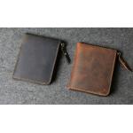 กระเป๋าสตางค์ผู้ชาย กระเป๋าสตางค์หนังแท้ Crazy Horse ลดราคา สีน้ำตาล และ สีดำ ขนาดกำลังดี กระเป๋าสตางค์ซิปรอบ ราคาถูก 69725