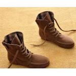 รองเท้าบูทผู้หญิง หนังแท้ รองเท้ามาตินบูท ส้นแบน สีพื้น สไตล์ สาวคาวบอย เท่ ๆ สีกะปิ หายาก รองเท้าผ้าใบแบบหุ้มข้อสูง 399771_3