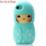 เคส iphone 6 ขนาด 4.7 นิ้ว เคสกิโมโน ตุ๊กตา จากประเทศญี่ปุ่น เคสซิโลโคน อย่างดี ตุ๊กตาใส่ชุดกิโมโน สีฟ้า อมเขียว น้ำทะเล 546970_1
