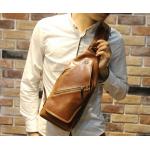 กระเป๋าคาดอก กระเป๋าคาดด้านหน้า สะพายข้าง หนังเงา โชว์เห็นลายหนัง สีน้ำตาล คลาสสิค ใส่ ipad iphone กระเป๋าสตางค์ ได้ แบบสวย มีดีไซน์ 640996