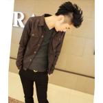 เสื้อ แจ็คเก็ตหนัง แบบ สลิม ฟิต Jacket ผู้ชายเท่ ๆ แบบพอดีตัว คอปก กระดุมหน้า มีกระเป๋าหน้า เสื้อนอกผู้ชาย แขนยาว สีน้ำตาล 997454_1