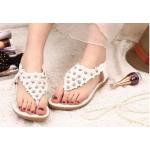 รองเท้าส้นแบน รองเท้าแฟชั่น ผู้หญิง รองเท้าแตะ แบบหนีบ รองเท้ารัดส้น ใส่เที่ยว ลายดอกไม้ สีขาว ปิดหน้าเท้า รองเท้าใส่เดินชายหาด 916623_2