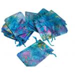 ถุงผ้าไหมแก้ว ขนาด 9 คูณ 12 CM แบบพิม์ลาย สีฟ้า พิมพ์ลาย ต้นไม้ สวยเก๋ ไม่เหมือนใคร ถุงใส่ของชำร่วย สีฟ้า พิมพ์ลาย 100 ใบ 22340