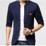 เสื้อสูท ผู้ชาย เสื้อ Jacket นอก แบบ Slim fit เข้ารูป สีน้ำเงิน กรมท่า แขนยาว ดีไซน์ ลาย ด้วยหนัง เพิ่มความ หรูหรา คลาสสิค มีกระเป๋าด้านใน แบบสวย 322297_2