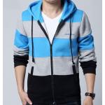 เสื้อ แจ็คเก็ต ผู้ชาย แบบ มีฮู้ด เสื้อกันหนาว แขนยาว ใส่ในห้องแอร์ ใส่เที่ยว แบบสวย ดีไซน์ สีสลับ ฟ้า เทา ดำ ผ้าคอตต้อน ผสม เสื้อหมวกสวย ๆ 220191_1