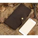 กระเป๋าสตางค์ผู้ชาย กระเป๋าสตางค์ใบยาว หนังวัวแท้ มีกระดุมปิด ใส่บัตรได้เยอะ หนังสีน้ำตาล โชว์ลายหนัง คลาสสิค ใช้งานทนทาน ของขวัญสุดหรู 370710