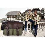 กระเป๋าสะพายข้าง ผู้ชาย กระเป๋าถือ ผ้า canvas ผสมหนังแท้รอบใบ กระเป๋าใส่เอกสาร ใส่ notebook สไตล์ ผู้ดี อังกฤษ สีเขียว ทหาร no 419509_2