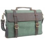 กระเป๋าสะพายข้าง ผู้ชาย หนังแท้ ผ้ายีนส์ แบบสวย ไฮโซ กระเป๋าใบใหญ่ ใส่ notebook ได้ สีเขียว ราคาพิเศษ no 97646_1