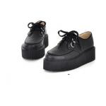 รองเท้าผ้าใบผู้หญิง เสริมส้น รองเท้า เตารีด รองเท้าผ้าใบสีดำ หนัง Pu แบบสวย ใส่สบาย มีเชือกผูก แนว Sport 100674_1