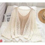 เสื้อคลุม ถักนิตติ้ง เสื้อคลุมผู้หญิง แบบสวย ๆ เสื้อคลุม ซีทรู สีเขียว และ สีครีม 524518