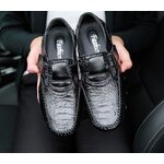 รองเท้าหุ้มส้น ผู้ชาย รองเท้าหนังแท้ ใส่แบบ งานทางการ สีดำ สีน้ำตาล รองเท้า ลายหนังจรเข้ สวยหรู 466750