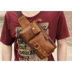 กระเป๋าคาดอก คาดเอว หนังวัวแท้ Oil Wax สวยเงา หรูหรา สามารถใช้เป็น กระเป๋าคาดเอว ได้ มีช่องแยกใส่โทรศัพท์ สีน้ำตาลอ่อน 776962_1