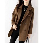 เสื้อโค้ท ผู้หญิง เสื้อโค้ท ขนแกะ ลายตาราง สีน้ำตาล แฟชั่น ดีไซน์ ใส่เที่ยว ต่างประเทศ สวย ๆ 588600