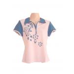 เสื้อเชิ้ตผู้หญิง เสื้อคอปก เสื้อใส่วิ่ง ใส่ออกกำลังกาย ใส่อยู่บ้าน สีขาว ลายดอกไม้ สีฟ้า Size M เสื้อใส่เล่นกีฬา สินค้าลดราคา sa142