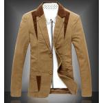 เสื้อสูท ผู้ชาย เสื้อ Jacket นอก แขนยาว ผ้า 2 ชั้น เสื้อนอก คอปก ออกแบบ ปกลูกฟูก มีกระเป๋าด้านใน สีน้ำตาลอ่อน เสื้อคลุม ผู้บริหาร 83054