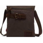 กระเป๋าสะพายข้าง ผู้ชาย ใบย่อม ขนาดกลาง ผ้า canvas อย่างดี ผสมหนังแท้ ดีไซน์เข็มขัดคาด สไตล์วินเทจ สีเขียว น้ำตาล และ กากี no 65694