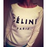 เสื้อยืดผู้หญิง แขนยาว เสื้อยืด แฟชั่น CELINE Paris สีขาว เสื้อยืดคอกว้าง แขนยาว แฟชั่น ยุโรป 163899
