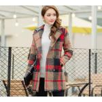 เสื้อสูท เสื้อแจ็คเก็ต เสื้อคลุมกันหนาว แบบ เสื้อโค้ทผู้หญิง ตัวยาว ลายสก็อต ผ้าหนา 2 ชั้น แบบสวยไฮโซ ใส่เที่ยวต่างประเทศ 588227