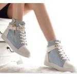 รองเท้าผ้าใบหุ้มข้อ รองเท้าผ้าใบ หุ้มส้น สไตล์ร็อคเกอร์ ผ้าใบสีฟ้า ยีนส์ แต่งหมุด สีทอง ห้อยจี้หัวกะโหลก แต่งซิป สีทอง แบบสวย 61574_2