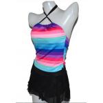 ชุดว่ายน้ำทูพีช แบบกระโปรง ไม่โป้ สีรุ้ง สีสันสดใส no 990420